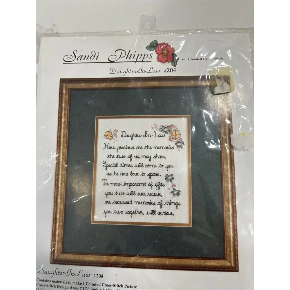Vtg Daughter in Law Counted Cross Stitch Kit‎ Sandi Phipps 2001 Mat Included USA